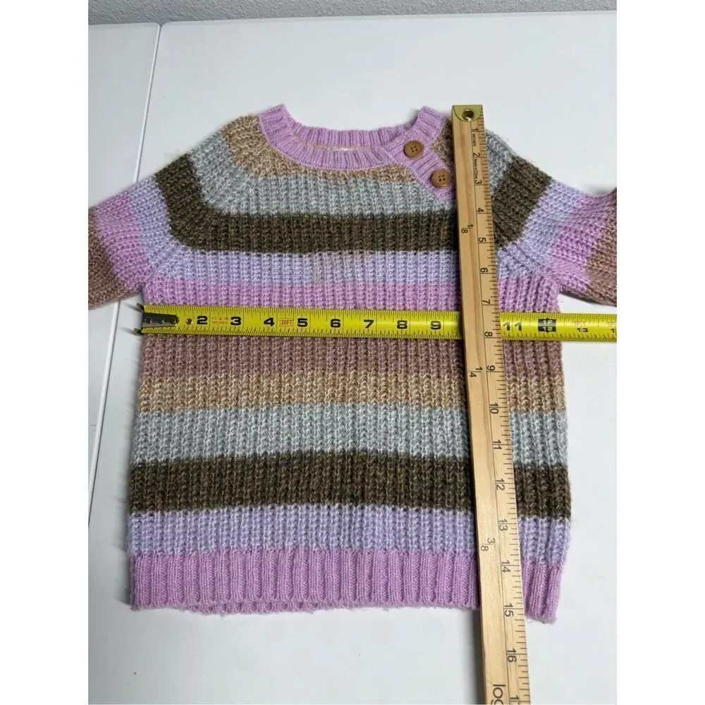 OshKosh B’gosh Brown Lavender Striped Cable Knit Sweater Sz 2T Girl